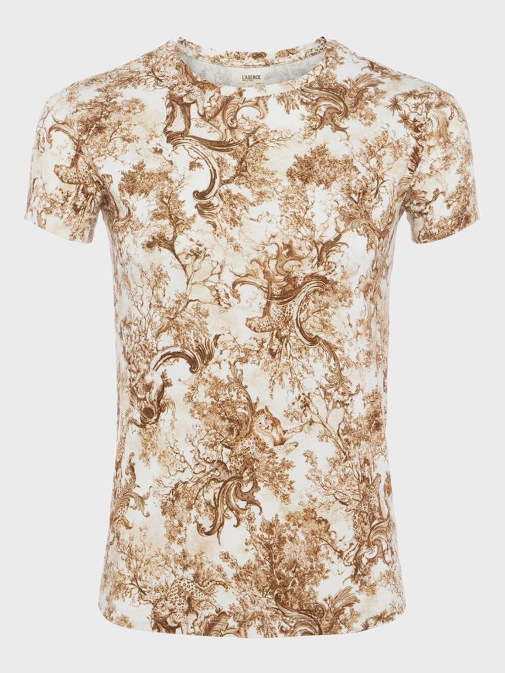 L'Agence Ressi Short Sleeve Crewneck Tee Ivory Carmel Multicolor Size XS